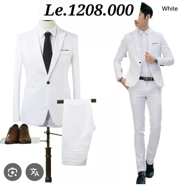 Men's Classic Two-Piece Suit Set – White