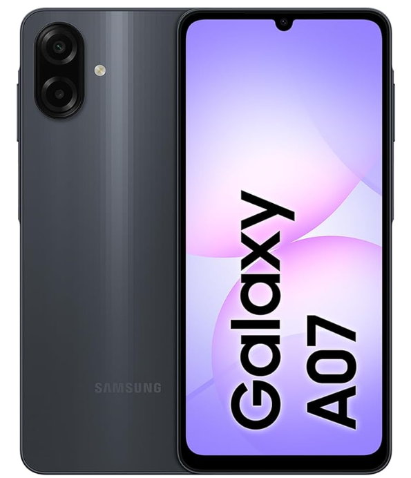 Samsung Galaxy A07 LTE, Android Smartphone, 64 GB Storage, 4 GB RAM, Black, 6 OS Upgrades, Large Dis
