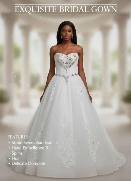 Elegant Strapless Bridal Wedding Gown