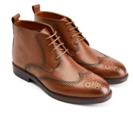 Men's Classic Leather Brogue Boots – Brown