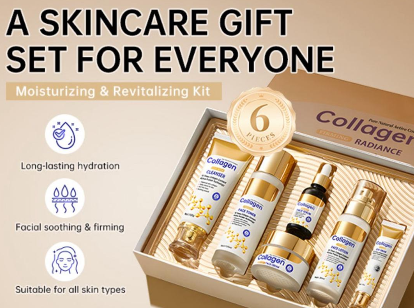 Collagen Skincare Gift Set – 6-Piece Moisturizing & Revitalizing Kit