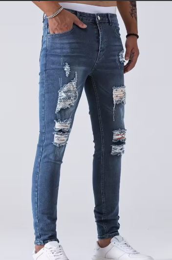 European and American Stretch Ripped Skinny Jeans