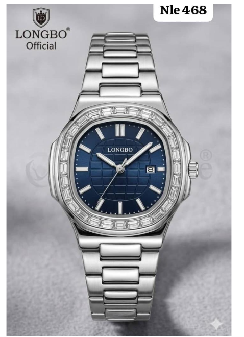 LONGBO Elegant Women's Quartz Watch with Blue Textured Dial and Silver-Tone Stainless Steel Bracelet