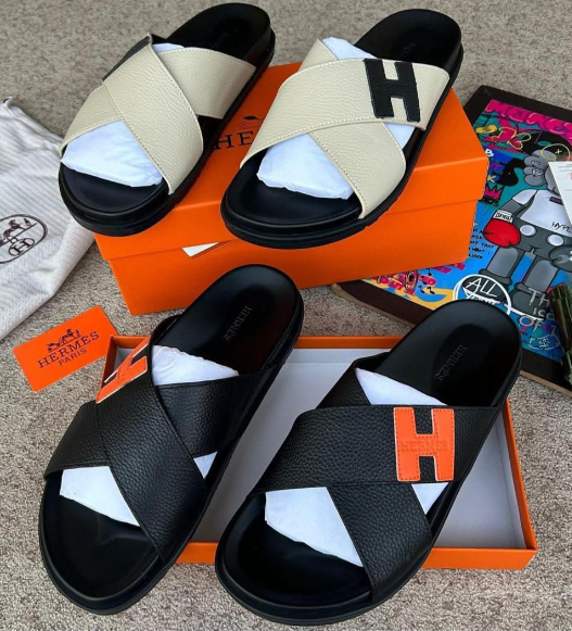 Hermès Men's Cross-Strap Slide Sandals