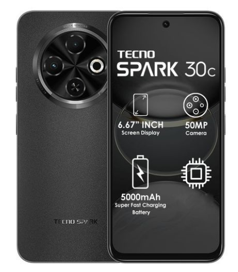 Tecno Spark 30C - 6.67" (6GB/128GB) 4G Dual SIM, 5000mAh - Black