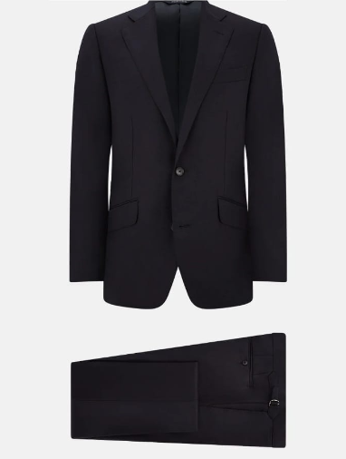 Men's Classic Formal Suit Set with Single-Breasted Blazer and Matching Trousers