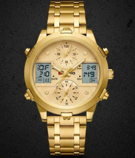 USUO Dual Time Gold Watch